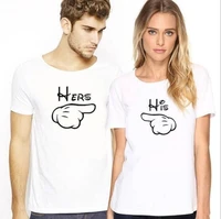 gesture hers and his print couple t shirt short sleeve o neck women loose tshirt fashion lovers tee shirt tops clothes