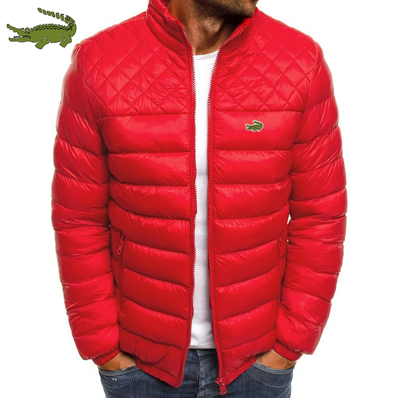 Autumn and Winter New Men's Water and Wind-Resistant Cotton Parkas Fashion Casual Stand Collar Thickened Printed Cotton Jacket