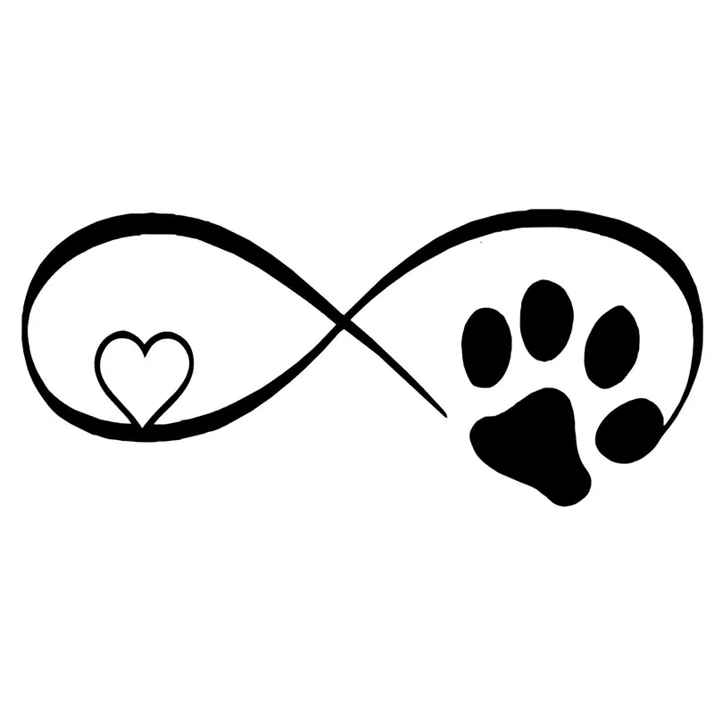 Dog Cat Paw Love Car Window Decorative Stickers Creative Fashion Cartoon Decals Black/Sliver17.8*7.7CM |