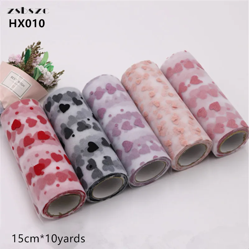 

15 см персиковый флокирующий Тюль в виде сердца в рулоне, украшение ручной работы на свадьбу, день рождения, ткань для женской и детской одежд...