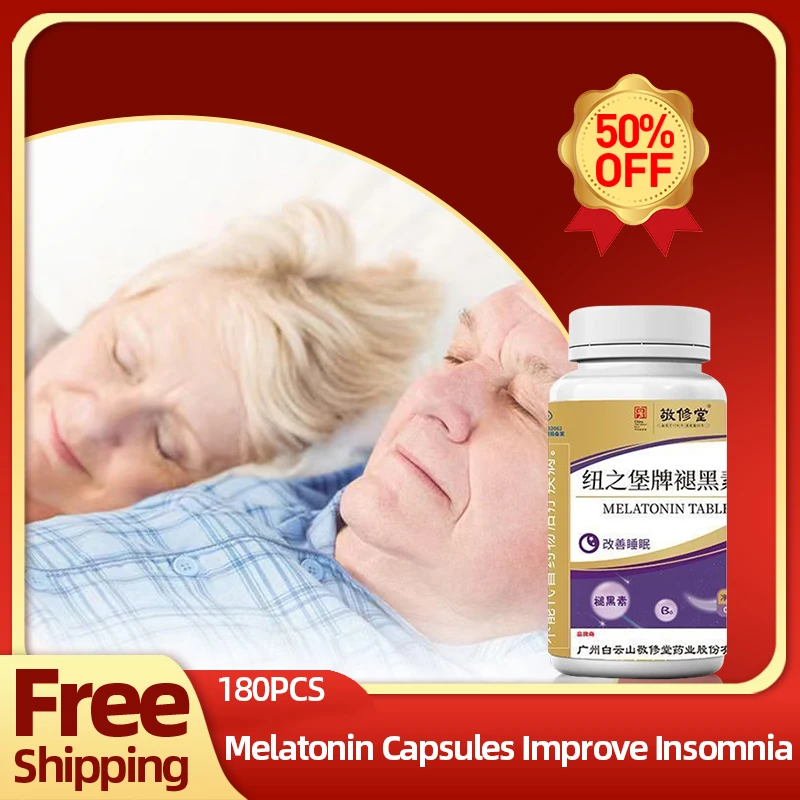 

Melatonin Tablet Sleeping Pills Adults Help Sleep Disorders Insomnial Treatment Healthy Sleep Vitamin B6 Products 60pc/bottle
