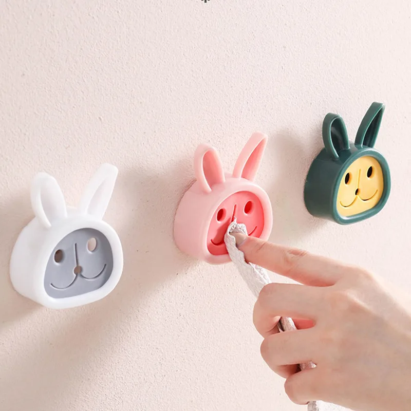 

Rabbit Towel Plug Holder Punch Free Silica Gel Organizer Rack Towels Storage Wash Cloth Clip Bathroom Kitchen Accessories Tool