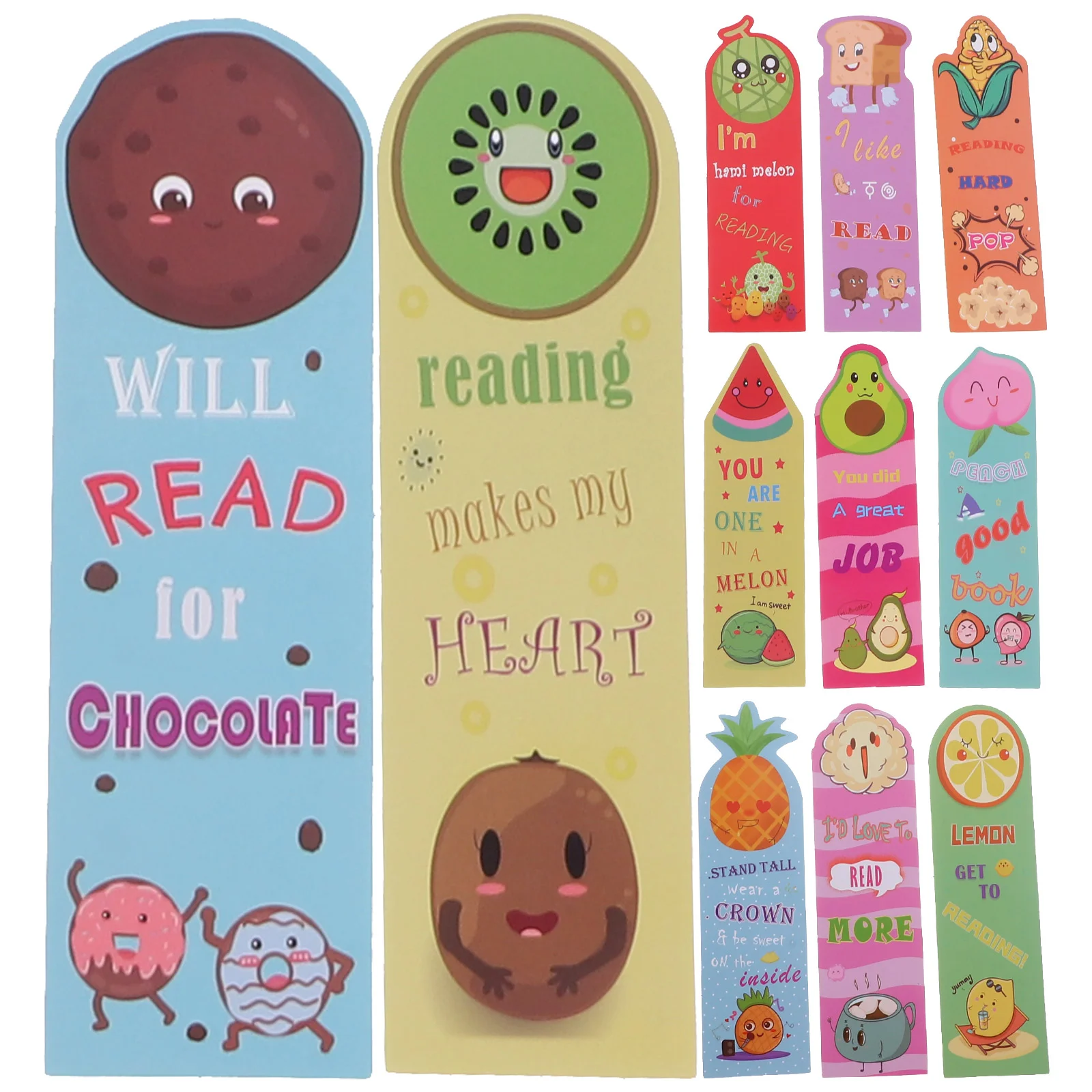 

12 Pcs Book Marker Fruits Bookmarks Women Teens Markers Reading Cartoon Page Students