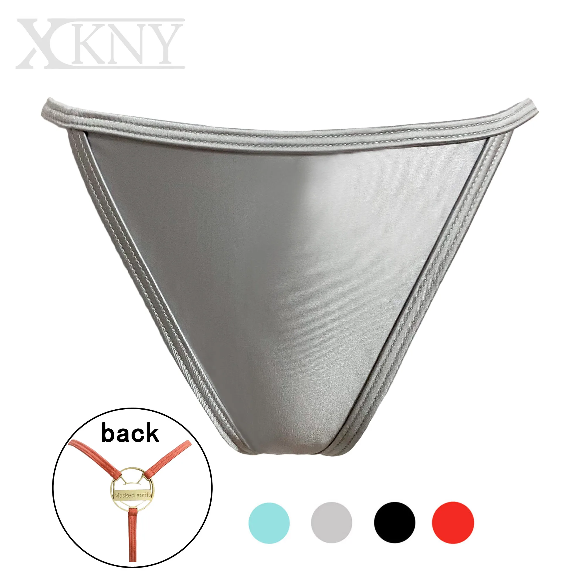 XCKNY Satin oily thong sexy silky bikini superfine back panty Sexy Sports Swimsuit Bottoms men's and women's thong