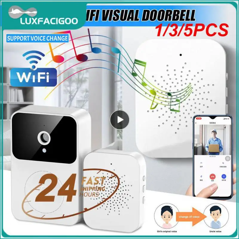 

1/3/5PCS Smart Wireless Remote Video Wifi Rechargeable Security Door Doorbell Two-way Audio Voice Visual Intelligent Doorbell