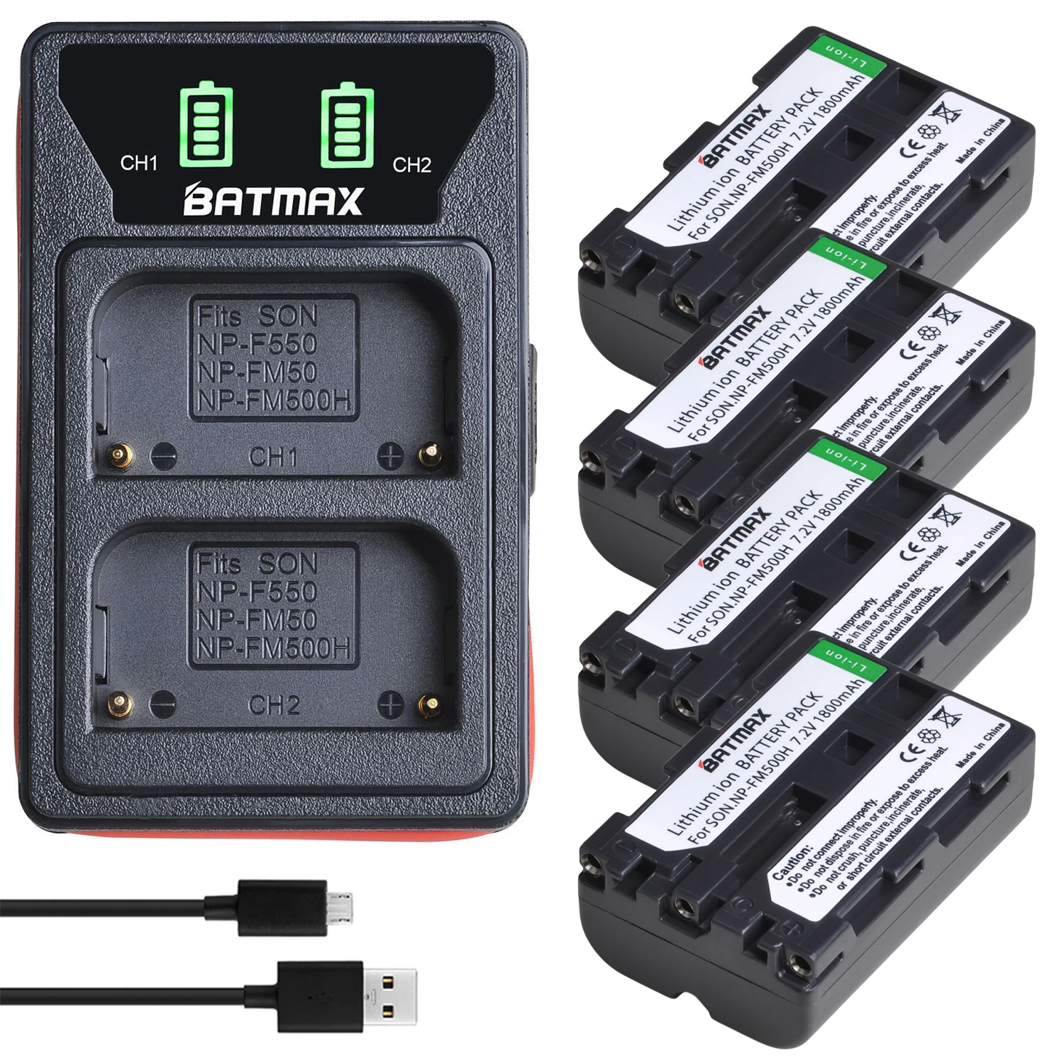 Аккумулятор Batmax NP-FM500H fm500h + двойное зарядное устройство USB со светодиодной подсветкой и портом Type-C для Sony A57 A58 A65 A77 A99 A550 A560 A580 A350 A500 Аккумулятор Batmax NP-FM500H fm500h + двойное зарядное устройство USB со светодиодной подсветкой и портом Type-C для Sony A57 A58 A65 A77 A99 A550 A560 A580 A350 A500