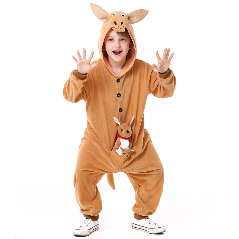 

Cosplay Baby Kangaroo Children Animal Dress Up Children's Unisex Hooded Onesie