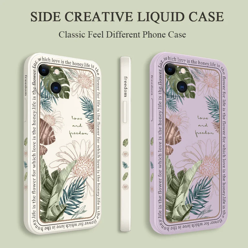 Ins Tropical Style Phone Case For iPhone 14 13 12 11 Pro Max Mini X XR XS MAX SE2020 8 7 Plus 6 6S Plus Cover