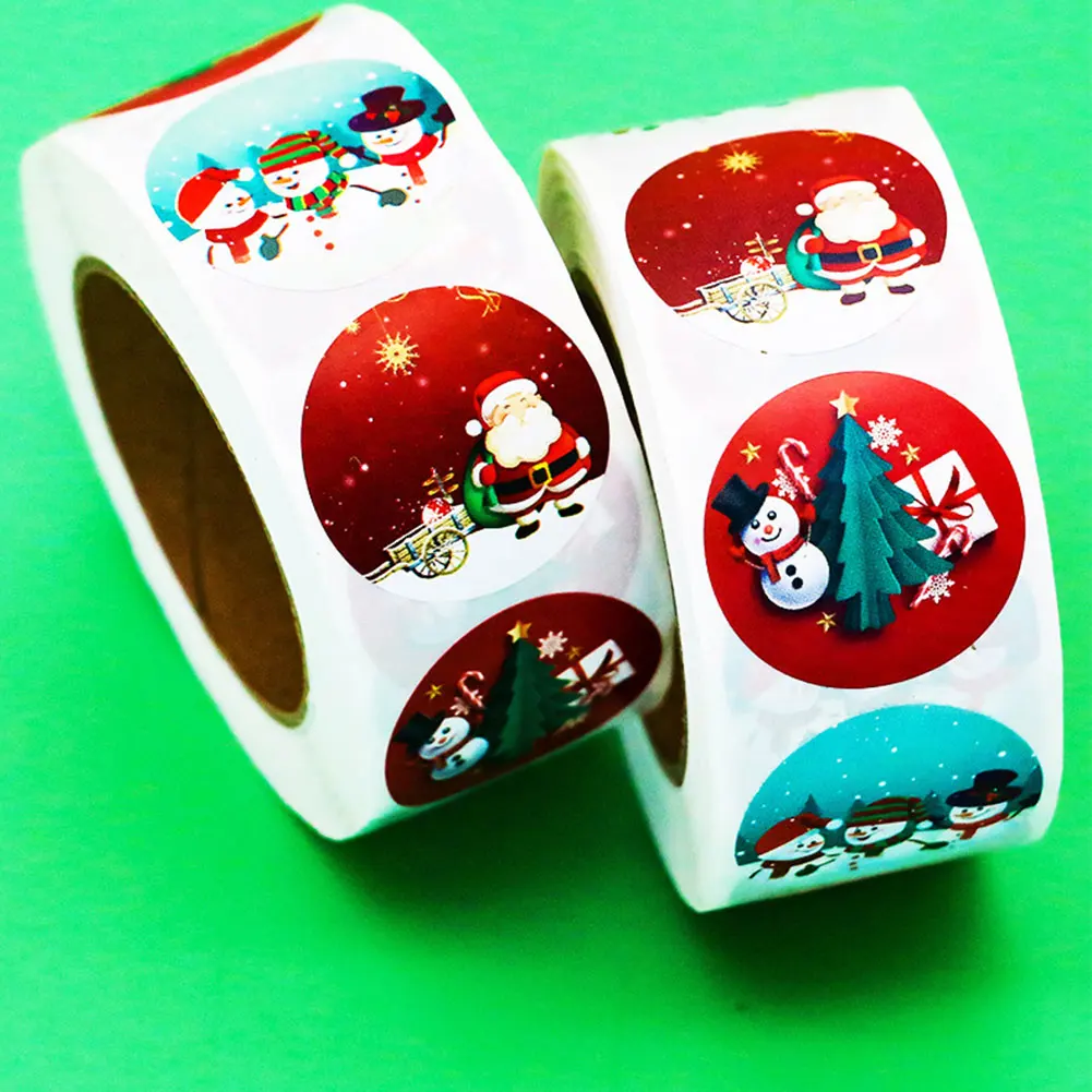 

500Pcs Christmas Sticker Santa Adhesive Decorative Stickers for Xmas Gifts Envelop Seals Cards Packages