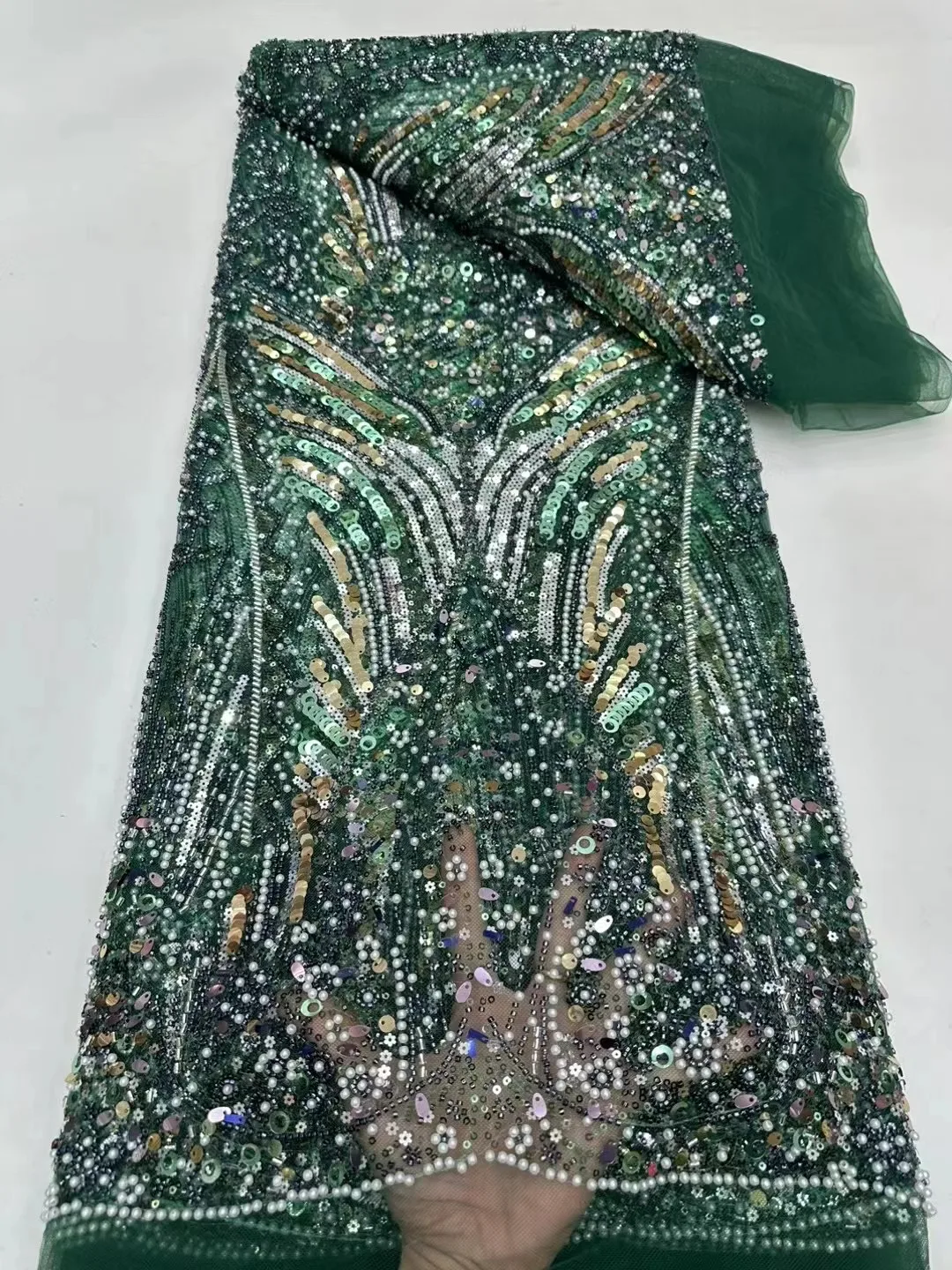 Модная элегантная французская вышивка из бисера кружевная ткань роскошная