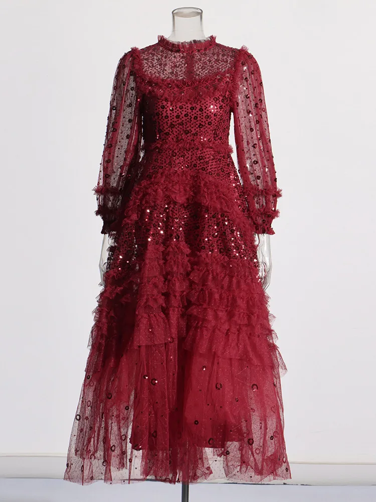 Женское платье с блестками TWOTWINSTYLE белое элегантное Сетчатое составного кроя