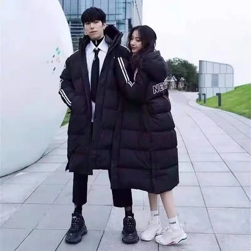 New Winter Coat for Women Parkas Jackets Long Hooded Cotton Padded Jacket Korean Fashion Men's Jacket Couple Clothing Loose