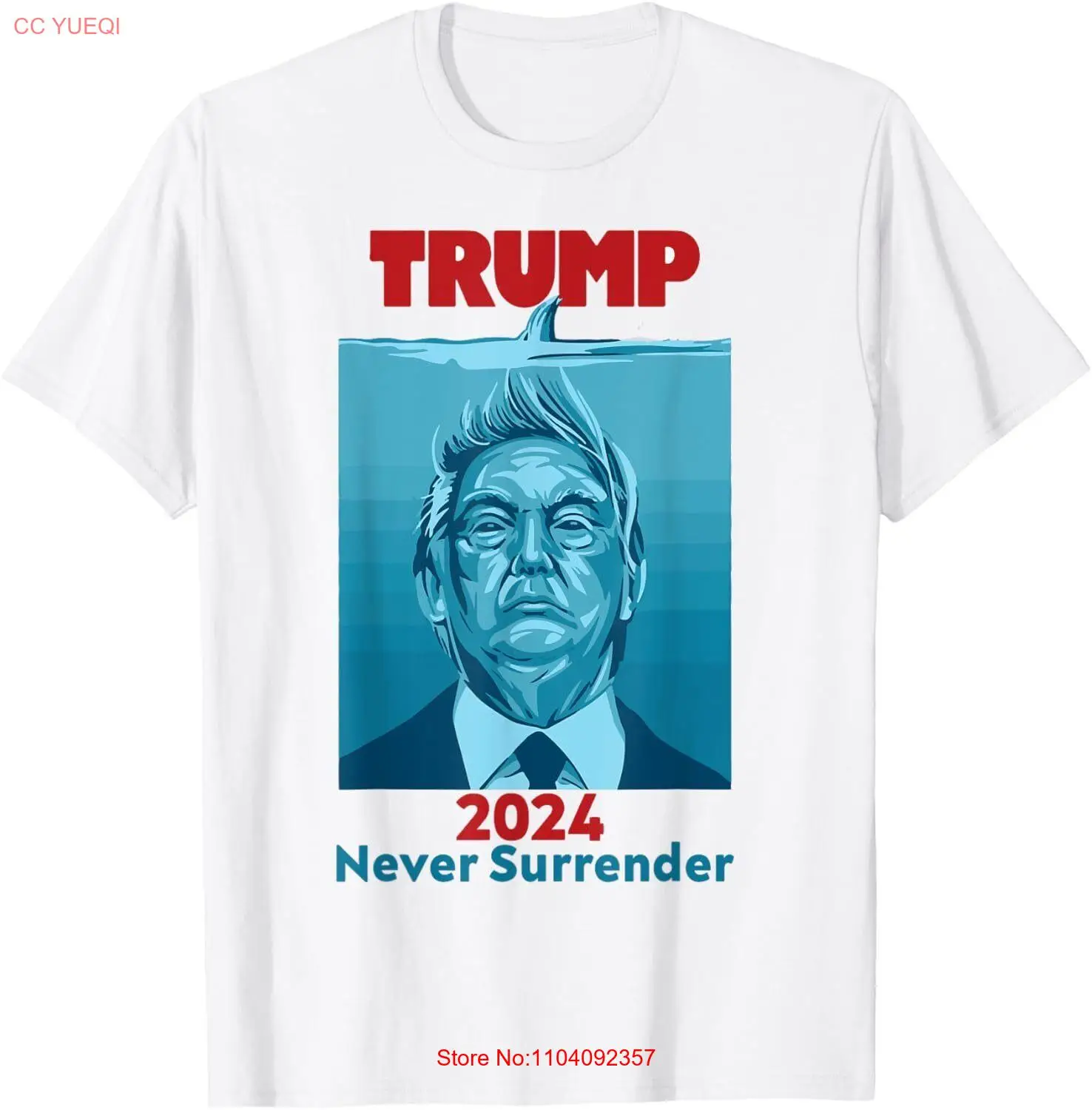 President Donald J Trump 2024 Never Surrender T-Shirt Small White