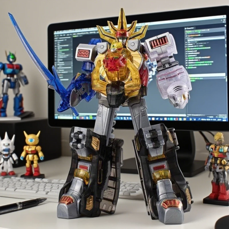 Фото В наличии: Коллекционная фигурка-модель Bandai SMP Hyakujuu Sentai Gaoranger GaoKing Clear Color, сборная модель аниме-робота №1