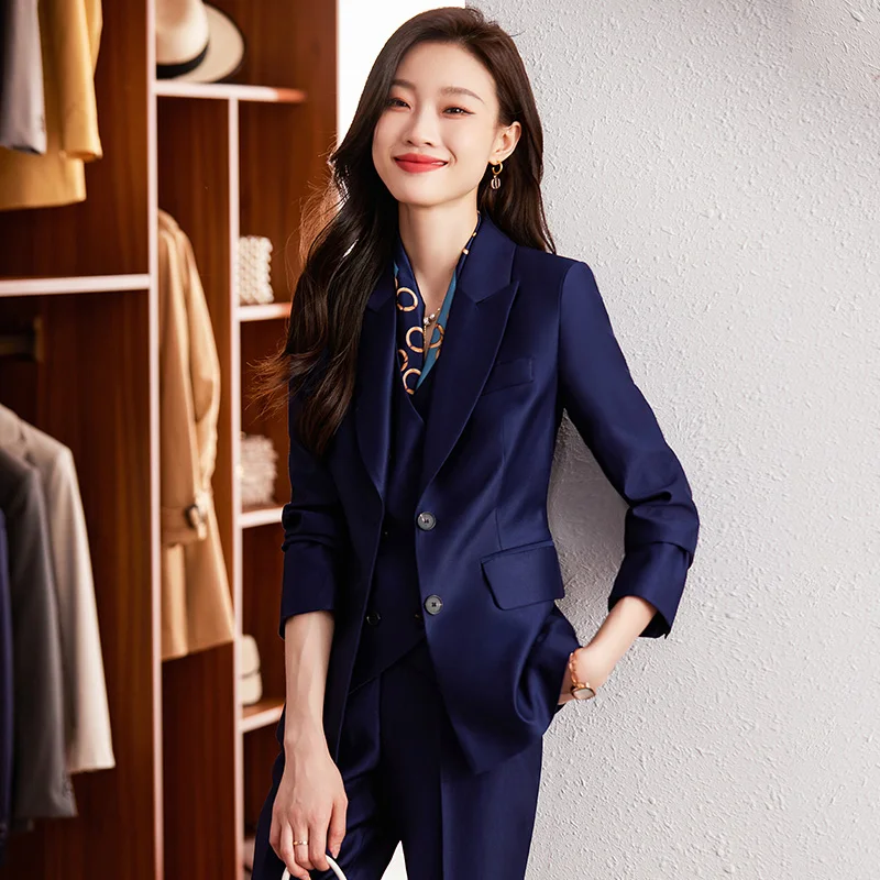 Vest professional dress women autumn and winter beauty pink suit white-collar hotel front desk professional suit jewelry shop wo
