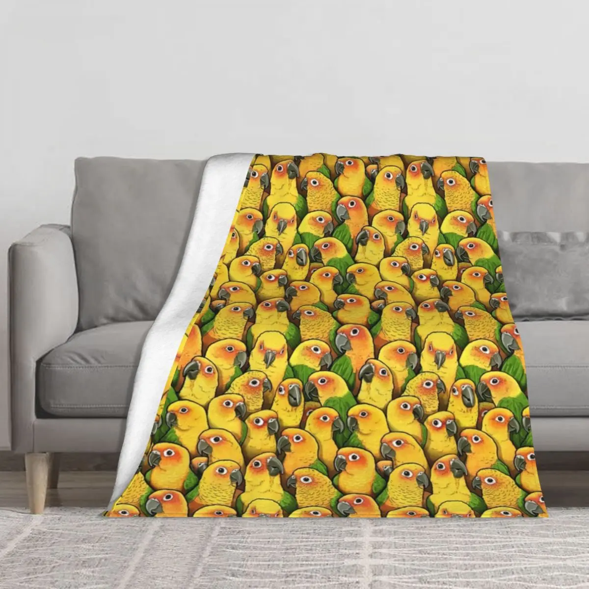 

Yellow Parrot Print Blanket Jenday Conures Comfy Couch Throw Blanket On the Bed,Bed,Beds,For Bed,Bedroom Soft Blankets