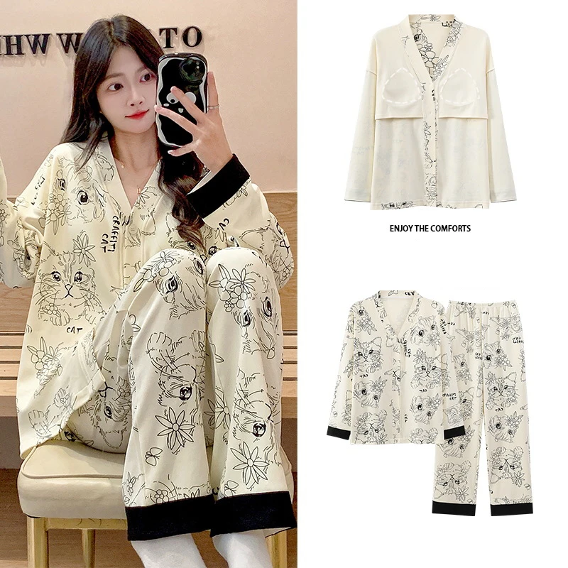 Новинка женская пижама домашний костюм женские весенние и осенние модели