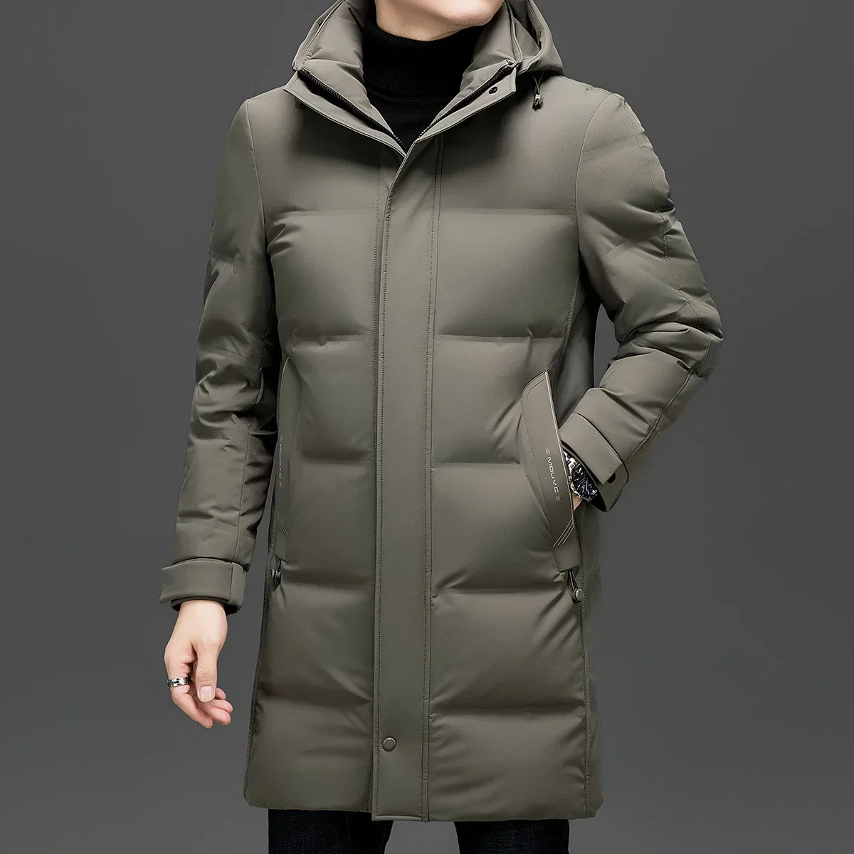 Мужской пуховик со съемной шапкой дизайнерская одежда с подкладкой из утиного