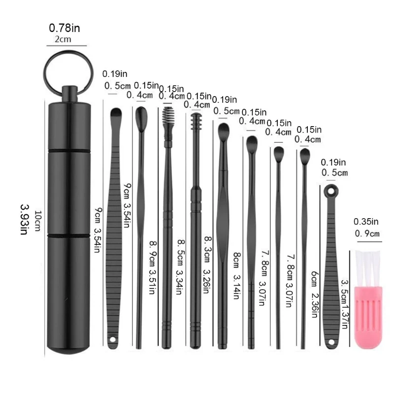 Набор ушных отмычек из нержавеющей стали Вращающийся набор с логотипом 10 шт. |