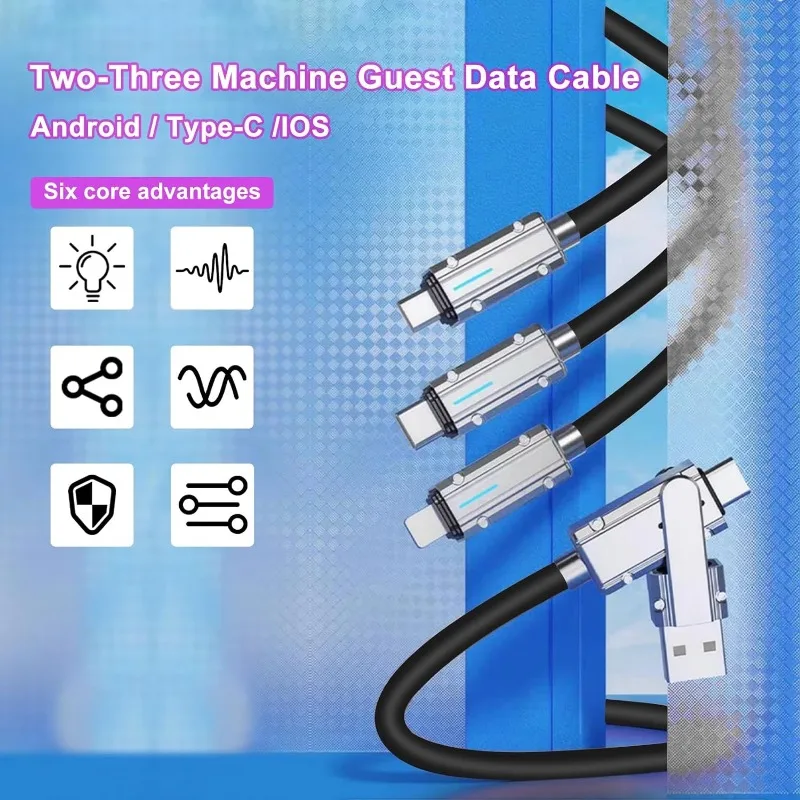 AEVYVKV 5-в-1 USB-C к Micro USB/Lightning Кабель для быстрой зарядки 120 Вт 4 фута Универсальный