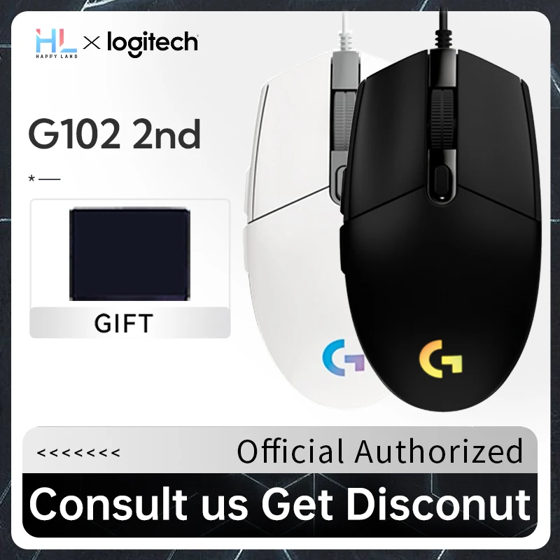 Logitech G102 (2nd) Wired Gaming Mouse RGB USB For PC Laptop Computer Ergonmic Mouse Gamer Mechanica Side Button/G304 Wireless