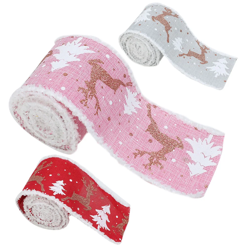 

3 Rolls Christmas Tree Decoration Craft Making Ribbon House Decorations Home Cloth Gift Wrapping