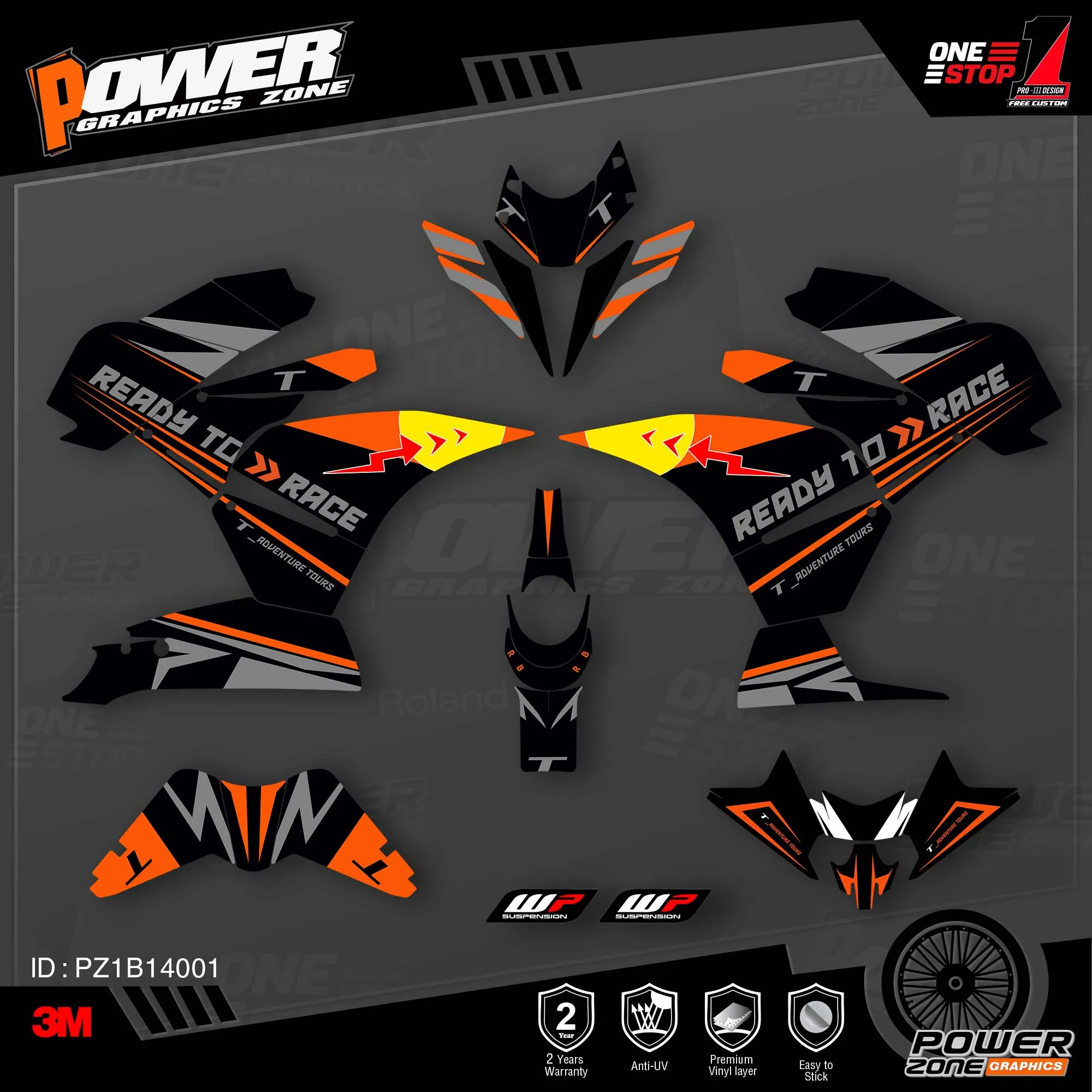 Персонализированные графические фоны PowerZone Набор наклеек для KTM ADV RC125 200 250 390 2014-2016