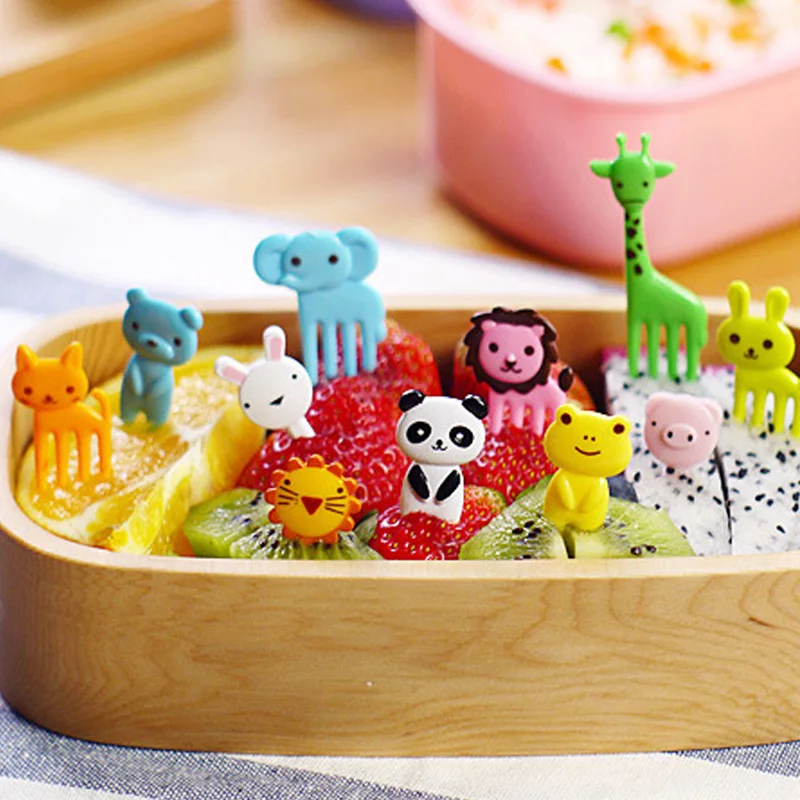 

Mini Kids Animal Farm Fruit Fork Cartoon Snack Cake Dessert Food Fruit Toothpick Lunch Party Decoration Random Color