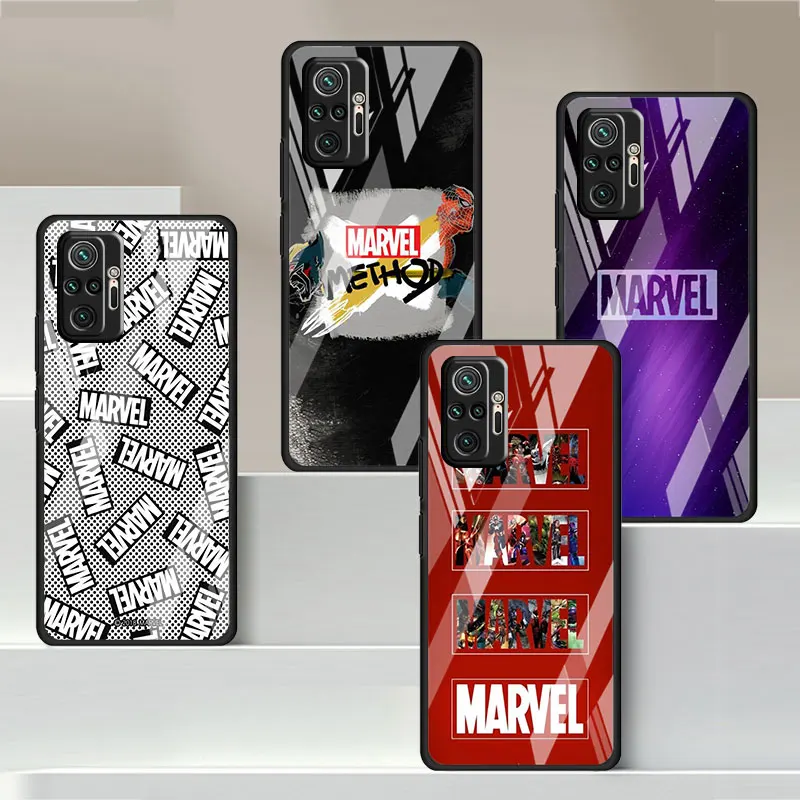 

Marvel Logo Avengers Tempered Glass Cases Case Funda for Xiaomi Redmi Note 11S 11 10 Pro 9 K40 9A 9C 9T 8T 11T 10S 8 7 9S 10C