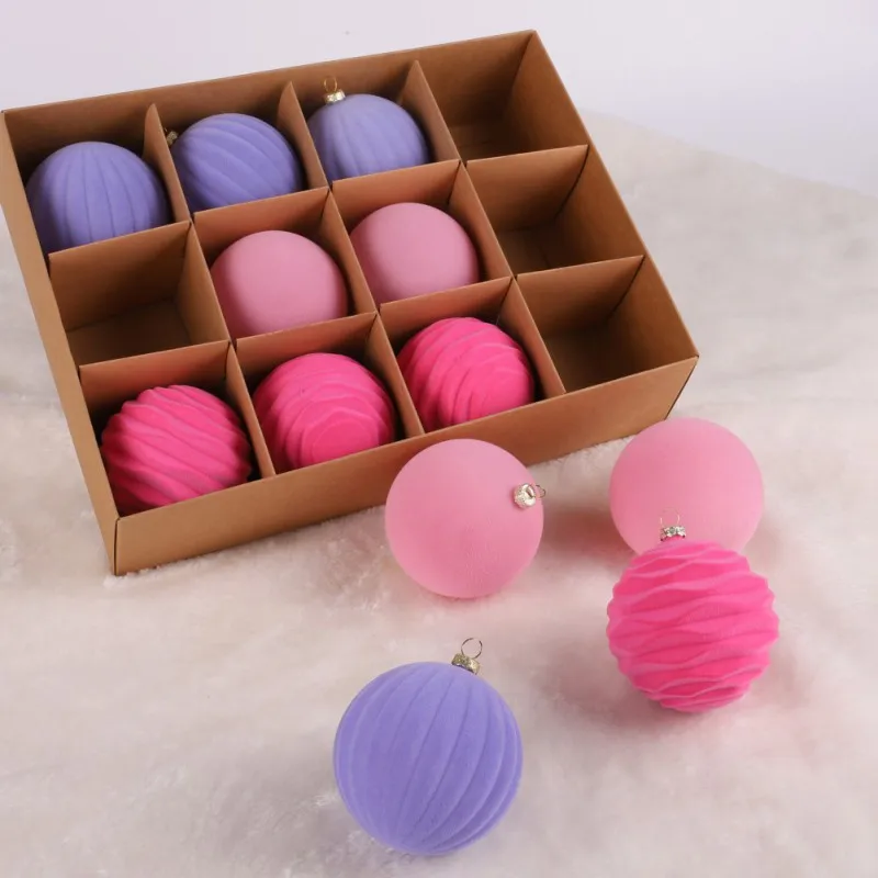 8 см флокированные рождественские шары набор из 12 шт. для рождественских и