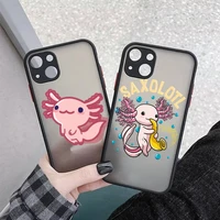 axolotl lovely cartoon phone case matte transparent for iphone 11 12 13 7 8 plus mini x xs xr pro max cover