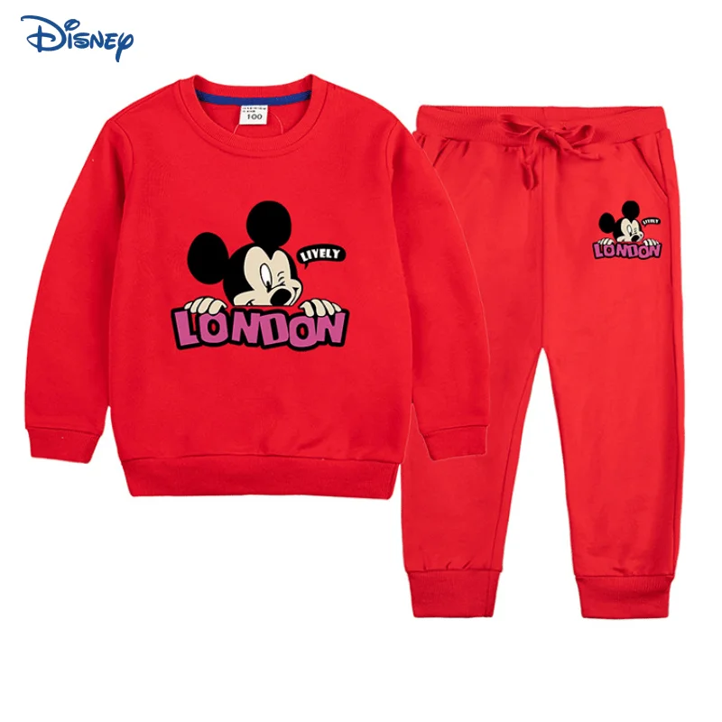 

Disney Mickey Baby Girl Boy Cotton Clothes Set Top+Pant Autumn Child Clothing Suit Long Sleeve Hoodie Baby Clothes 18M-12Y