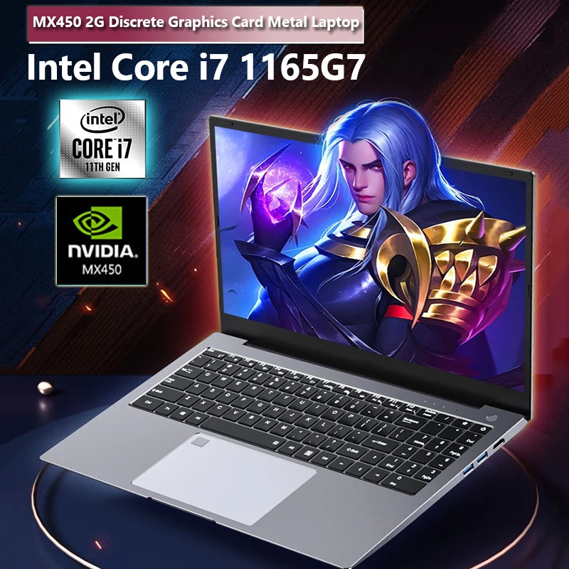 

15.6 Inch 11th Gen Core i7 Gaming Laptop Computer NVIDIA Geforce MX450 2G Discrete Graphics Card Win10 Gamer 32G RAM Notebook