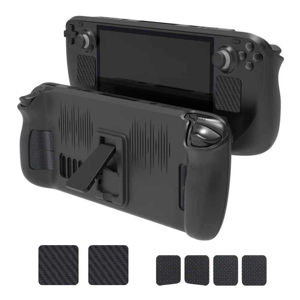 

Protective Case for Steam Deck Shock-Absorption Cover Case with Stand Base and Touchpad Button Sticker Set