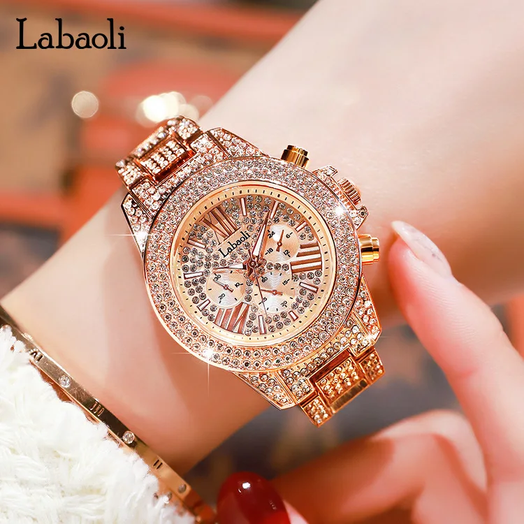 Women's Watch Fashion Frosted Belt Color Foundation Diamond Watch Plate Stone Elite Women's Watch Gift For Wife Montre Femme