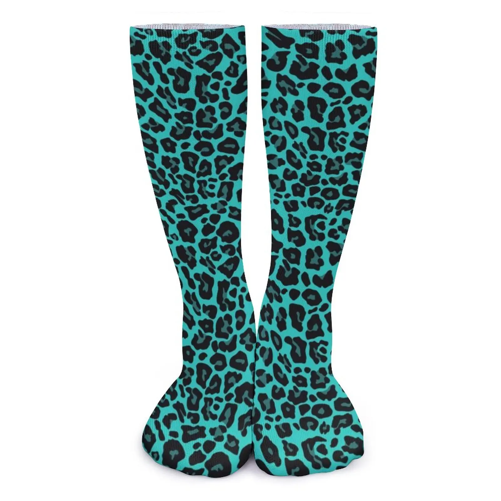 

Чулки с зеленым гепардом и принтом пятен, женские носки с леопардовым принтом для рождественского подарка, удобные забавные носки, нескользящие носки с графическим рисунком для бега