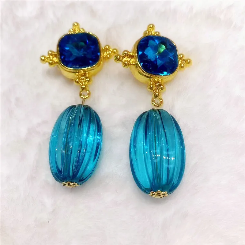 

Statement Fashion Transparent Sky Blue Geometric Drop Earrings For Women Personality New Pendientes
