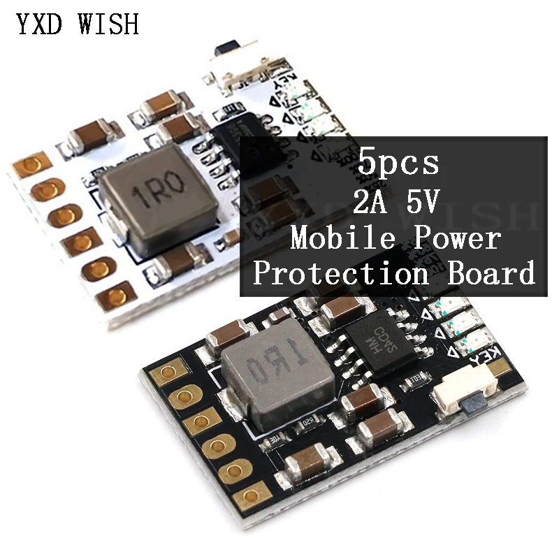 

5pcs 2A 5V Charge Discharge Integrated 3.7V 4.2V Lithium Battery Boost Mobile Power Protection Board Diy Electronic PCB Module