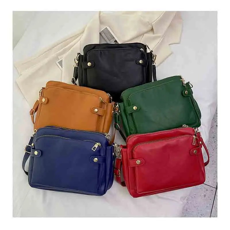 

New Fashion Multi-layer Large Capacity Single Shoulder Crossbody Bag Plain Color Rectangle Bag For Girls