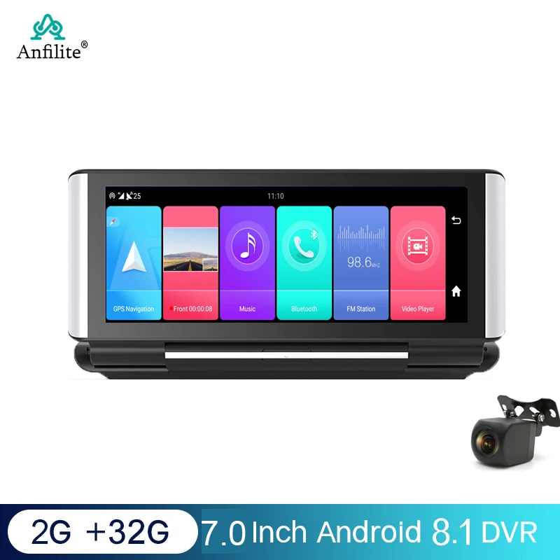 Anfilite 7-дюймовый 4G Автомобильный GPS-навигатор Android 8.1 WIFI двойной объектив