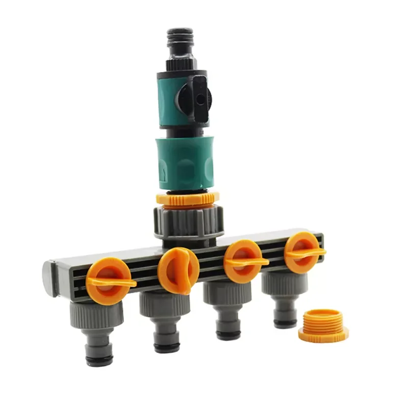 

1 Set (3 Pcs) 4 Way Shunt Water Pipe Connector Hose Splitter With Quick Connectors Control Valve Garden Watering Irrigation