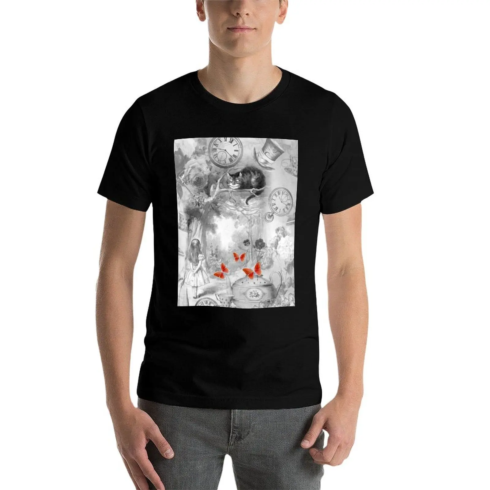 Черно-белая футболка Wonderland In одежда винтажная бутиковая на день Святого