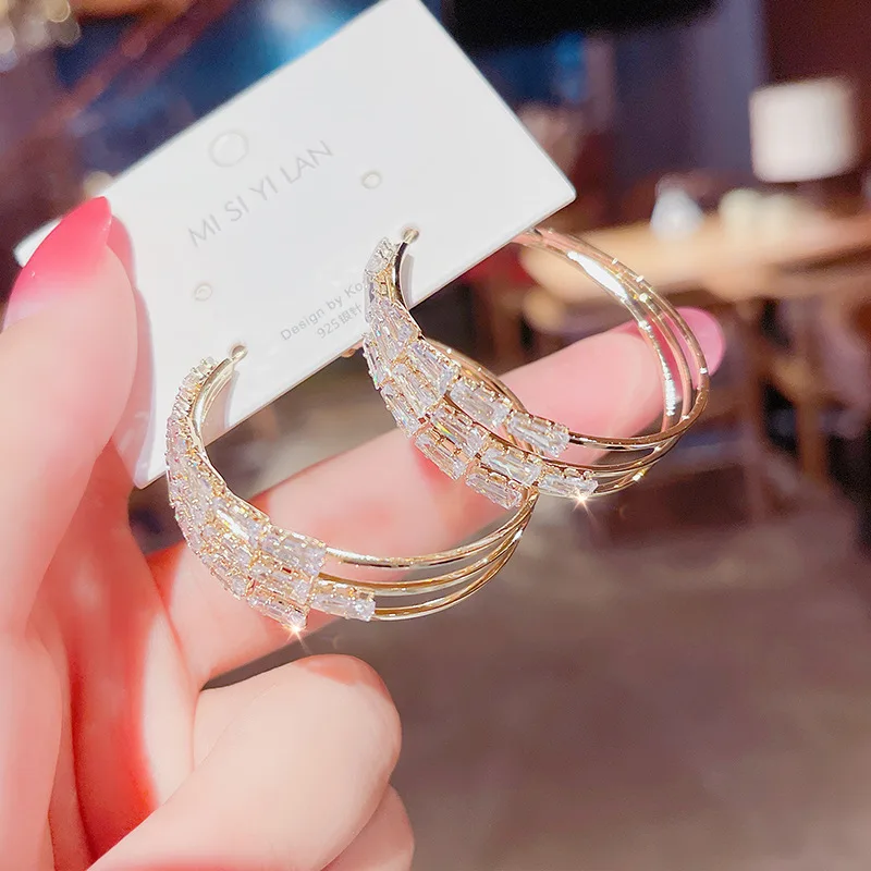 Изысканные креативные открытые геометрические круглые Роскошные циркониевые