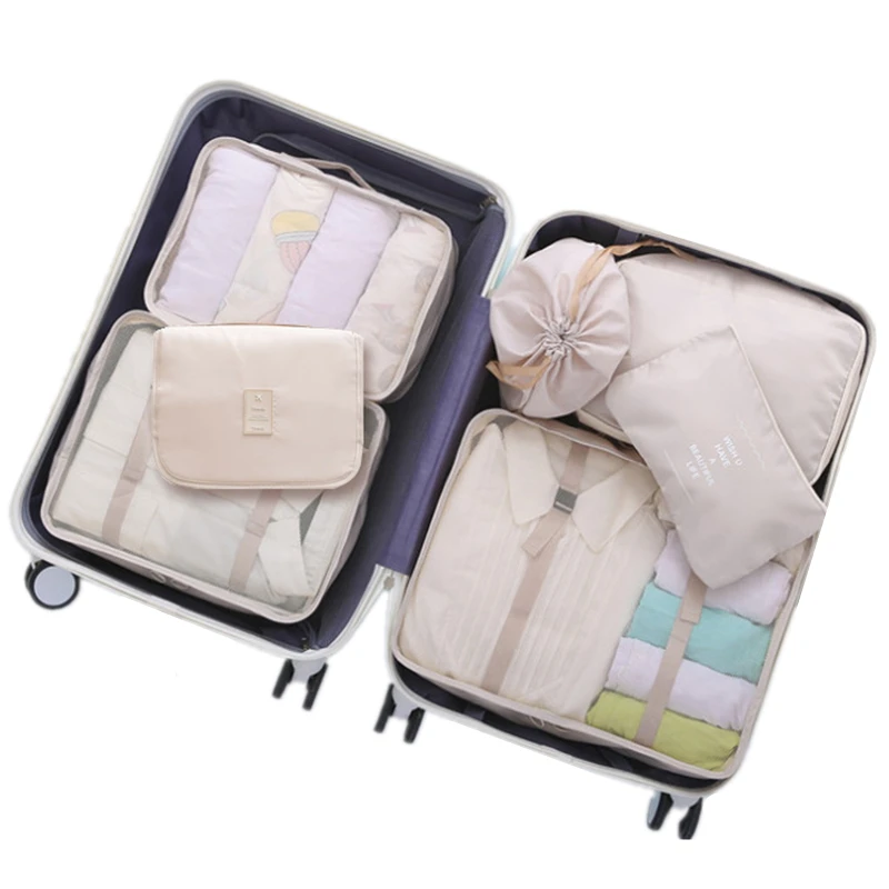 

7 Pieces Set Travel Organizer Storage Bags Suitcase Packing Cube Portable Luggage Clothes Underwear Shoe Tidy Pouch Storage Case