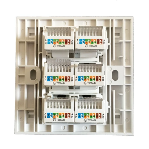 UKITSON 6-портовая сетевая розетка RJ45 5e белая