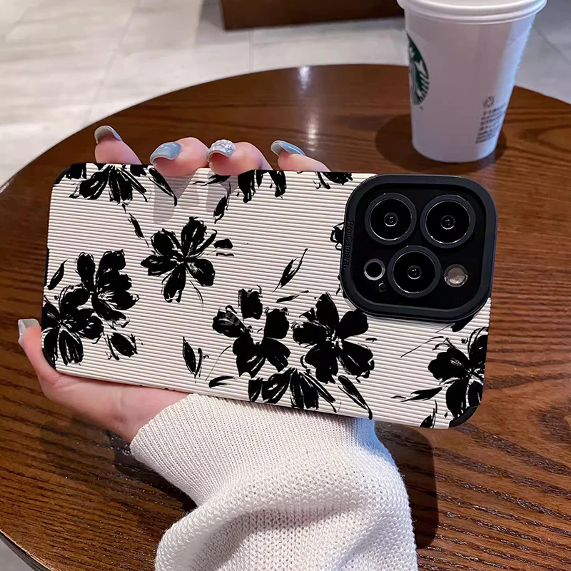 Чехол-накладка в стиле ретро с цветами для iPhone 15Pro 14Pro 12Pro 13Pro 11Pro 14Plus 15Plus 11 12 13 14 15 Pro