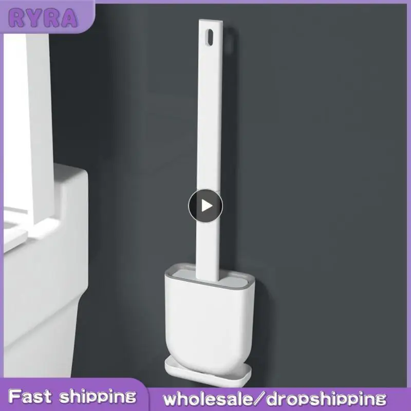 

Breathable Toilet Brush Flat Head Flexible Non Dead Corner Cleaning Brush Flexible Long Handle Long Handle Toilet Suit Silicone
