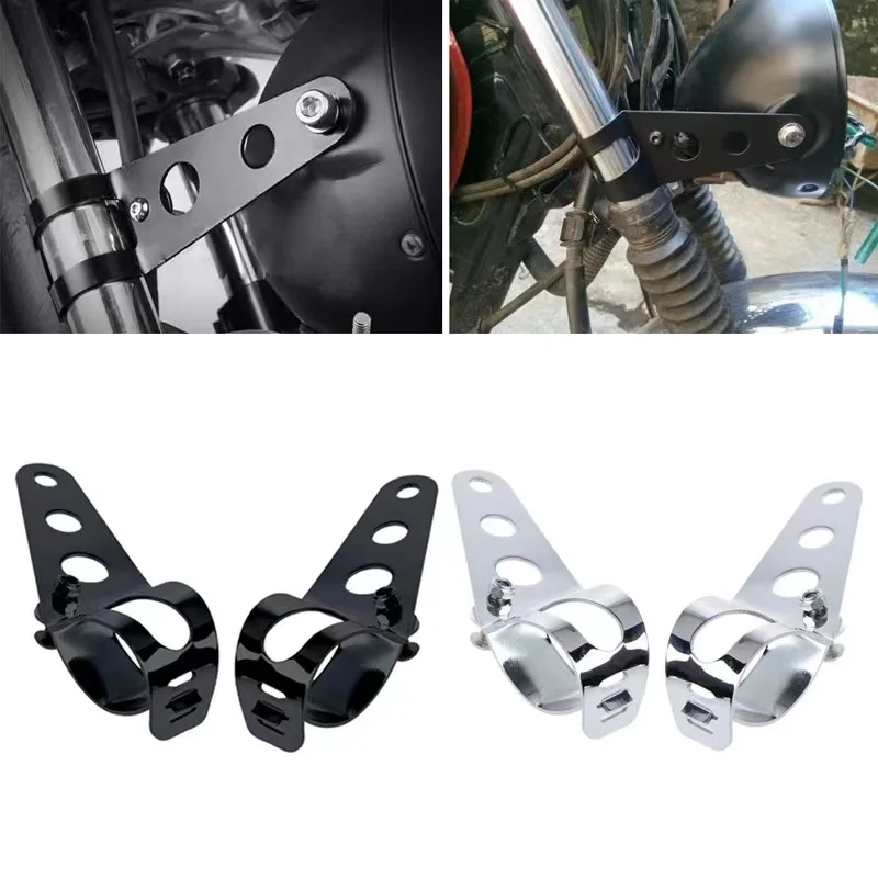 

28mm-43mm Universal Motorcycle Headlight Mount Brackets Fork Ear Chopper Headlamp Holder Adjust Motor Fork Mount Black Silver