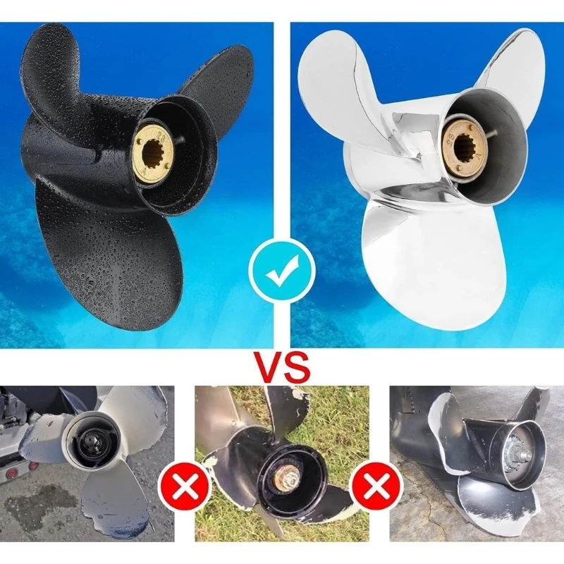 Пропеллер для подвесных двигателей мощностью 25 л.с. 50 55 60 70 3 лопасти 13 шлицев зуб