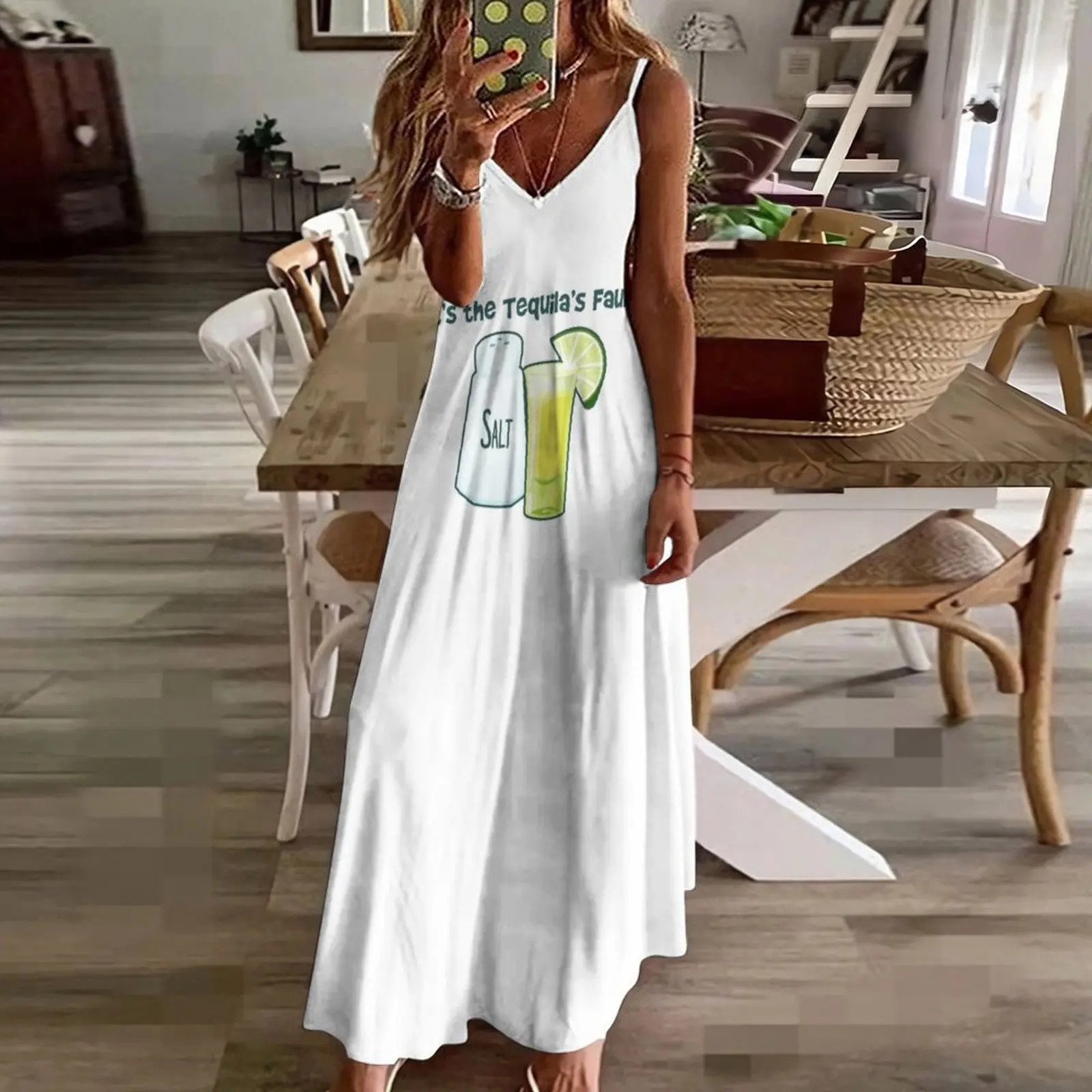 Это вина текилы! Платье без рукавов Женская одежда женское вечернее платье
